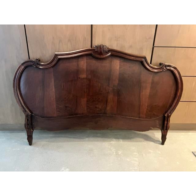 Brown 19th C. Rococo Revival French Walnut Queen Bed – Bookmatched Veneer For Sale - Image 8 of 14
