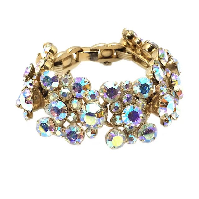 Hollywood Regency 1960s Juliana Aurora Borealis Chatons Rhinestone Bracelet For Sale - Image 3 of 5