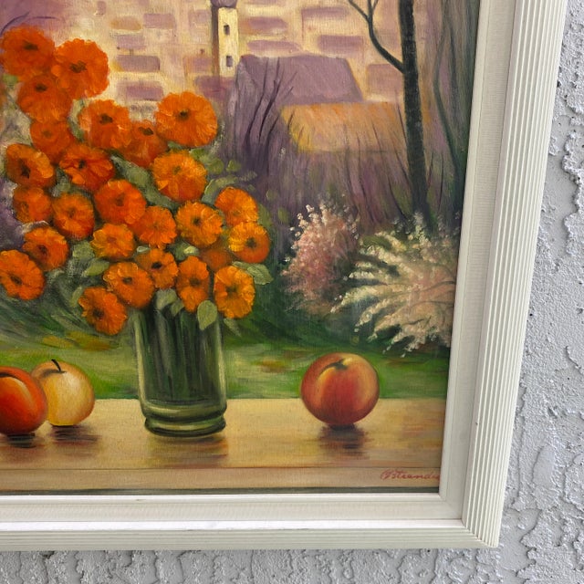 1970s Folk Art Still Life Painting Signed Ostrander, Framed For Sale In Miami - Image 6 of 10
