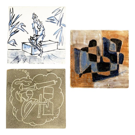 Ceramic Bottle Coasters, France, 1960, Set of 3 For Sale