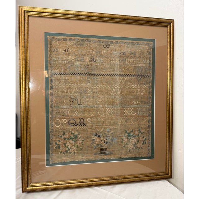Large Antique Early 19th Century Handmade Embroidered Needlepoint Sampler Art For Sale In New York - Image 6 of 16