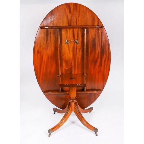 Vintage Oval Mahogany Tilt Top Dining Table by William Tillman, 1980s For Sale - Image 14 of 18