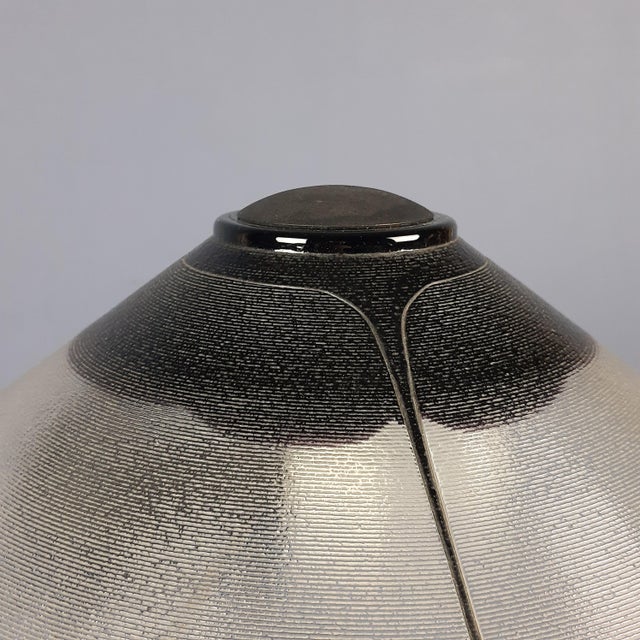 Modernist Purple Glass Table Lamp with Satin Curved Metal, 1970s For Sale - Image 10 of 18