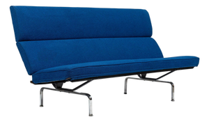 Mid Century Blue Sofa Compact by Eames for Herman Miller 1970s