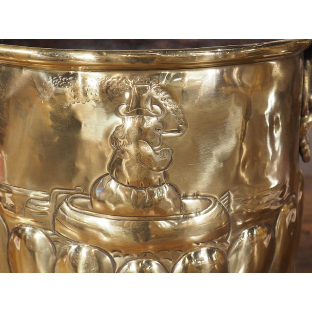 Metal Circa 1900 Polished French Brass Folk Art Wine Cooler or Jardiniere For Sale - Image 7 of 18
