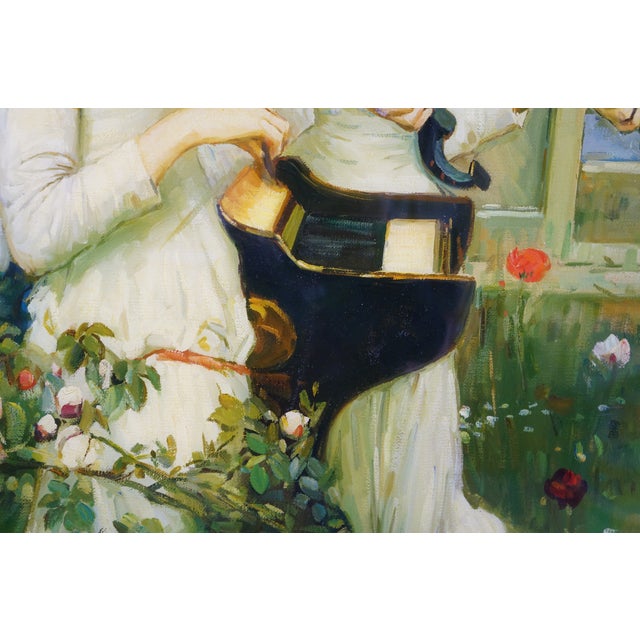 Late 20th Century Late 20th Century Angels Detail From Saint Cecilia Oil Painting After John William Waterhouse 36" For Sale - Image 5 of 10