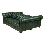 Emerald Green Leather Double-Sided Chesterfield Sofa For Sale