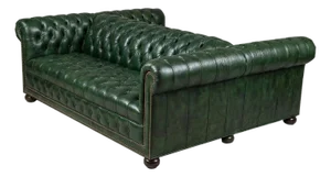Emerald Green Leather Double-Sided Chesterfield Sofa