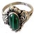 1980s Sterling Silver and Malachite Ring, Size 7.75 For Sale