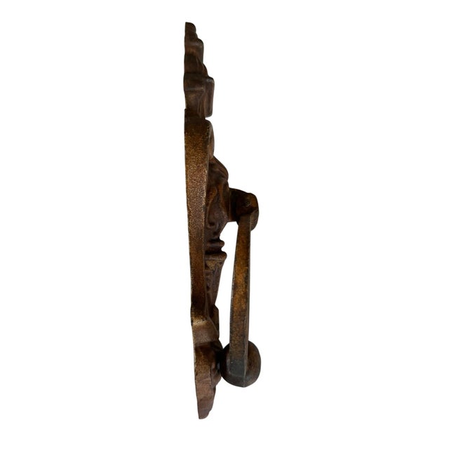 This door knocker will add so much charm to your entryway! Ornate, early 1900’s cast iron with original rust brown finish...