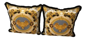 Versace Style XL Custom Made Lion & Urn Velvet Pillows- a Pair
