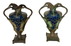 A Art Nouveau Porcelain Vases from Amphora, 1900, Set of 2