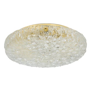 Large Round Ice Glass Flush Mount from Hillebrand, Germany, 1970s For Sale
