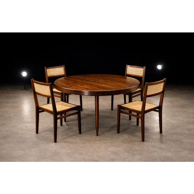 This set of four dining chairs reflects the disciplined clarity and material refinement characteristic of Brazilian design...