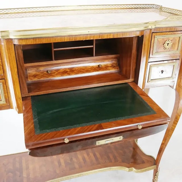 Gold 19th Century French Inlaid Kingwood Serving Table For Sale - Image 8 of 12