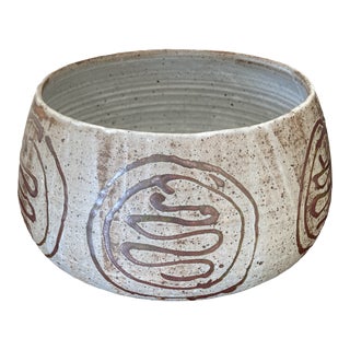 Vintage Studio Pottery Large Bowl Signed For Sale