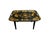 Hand painted tole tray coffee table in gold and black with bird decoration.