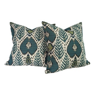 Brunschwig & Fils Bukhara Ikat 22" Pillows - Set of 2 For Sale
