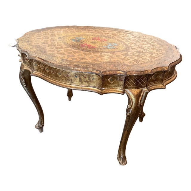 Early 20th-Century Antique Venetian Rococo Painted & Gilt Coffee Table For Sale