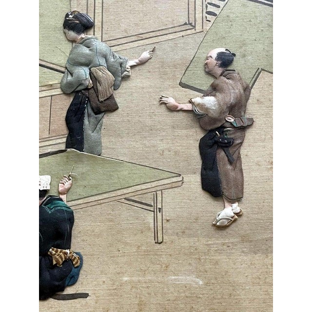 Japonisme Framed Japanese Oshi-E Textile Art Meiji Period For Sale - Image 3 of 8