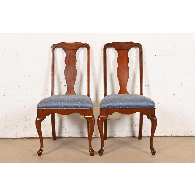 Harden Furniture Queen Anne Solid Cherry Wood Side Chairs or Dining Chairs, Pair For Sale - Image 11 of 11