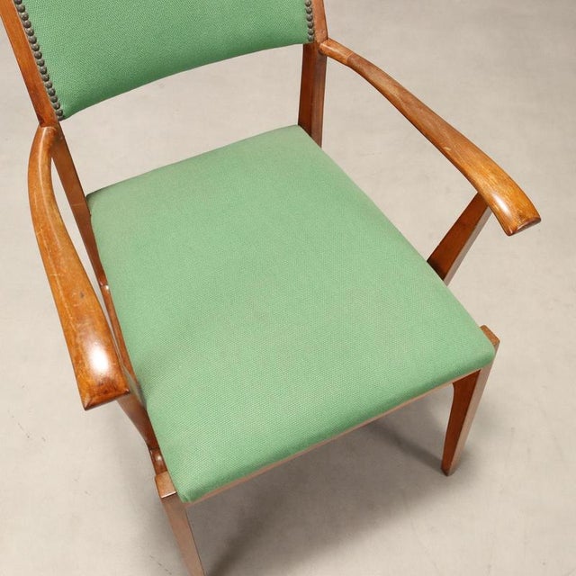 Green Vintage Armchair in Green Fabric, 1950s For Sale - Image 8 of 11