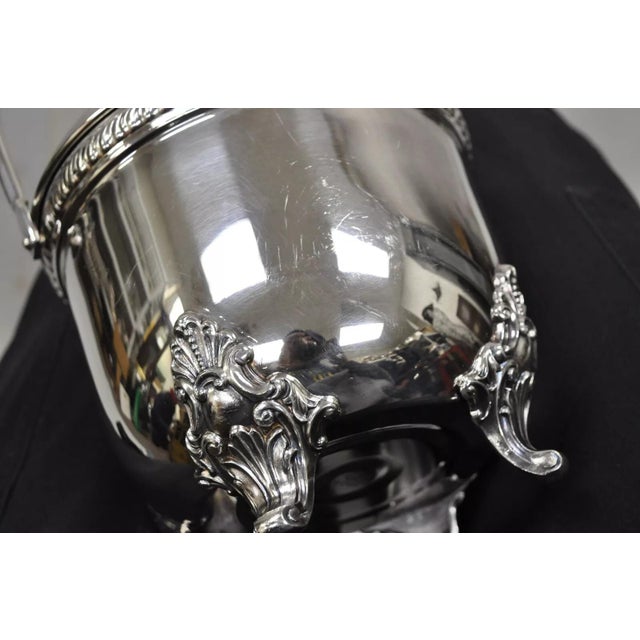 Metal Vintage Victorian Style Reticulated Handle Silver Plated Ice Bucket by Bristol For Sale - Image 7 of 11