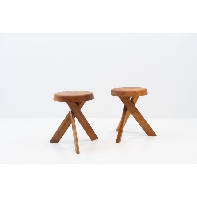 S31 Stools in Elm by Pierre Chapo, 1980s, Set of 2 For Sale - Image 6 of 11