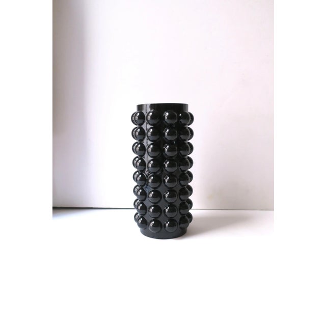 Modern Black Glass Vase With Ball Sphere Design in the Modern Deco Style For Sale - Image 3 of 7