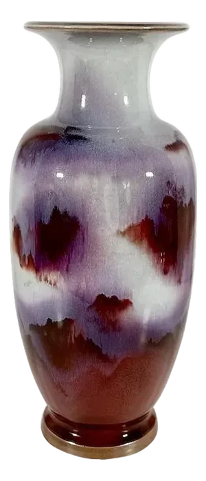 Early 20th Century Sang de Boeuf Porcelain Vase: Oxblood Flambe Glaze, Signed Chinese Vase