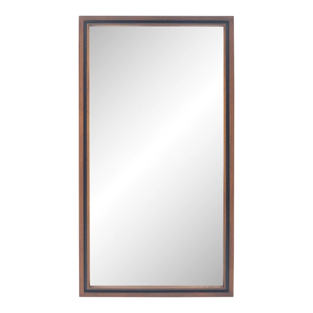 Mid Century Modern 1970s Oiled Walnut Rectangle Wall Mirror For Sale