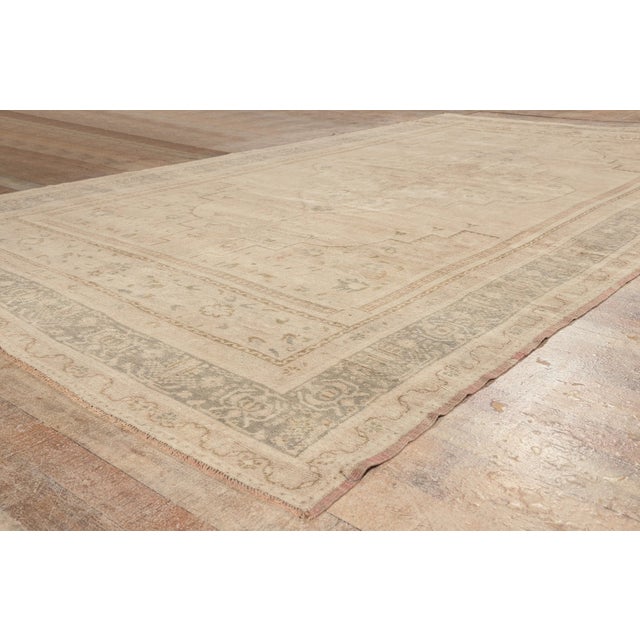 Tan Vintage Turkish Oushak Rug, 07'05 X 13'08 For Sale - Image 8 of 10
