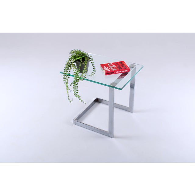 Postmodern Cantilever Side Table in Chrome and Glass from Gebra, 1980s For Sale - Image 12 of 13