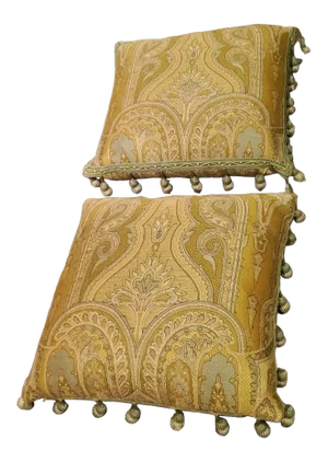 Contemporary Anichini Brocade Pillows With Tassels- a Pair