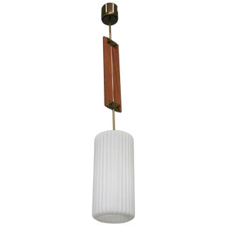 Italian Teak and Brass Pendant For Sale