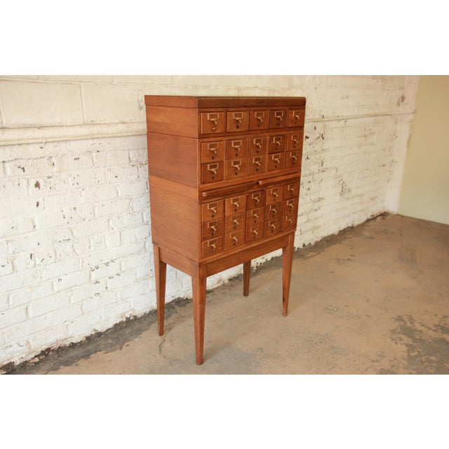 Gaylord Bros. Antique 30-Drawer Oak Library Card Catalog Cabinet For Sale - Image 5 of 11