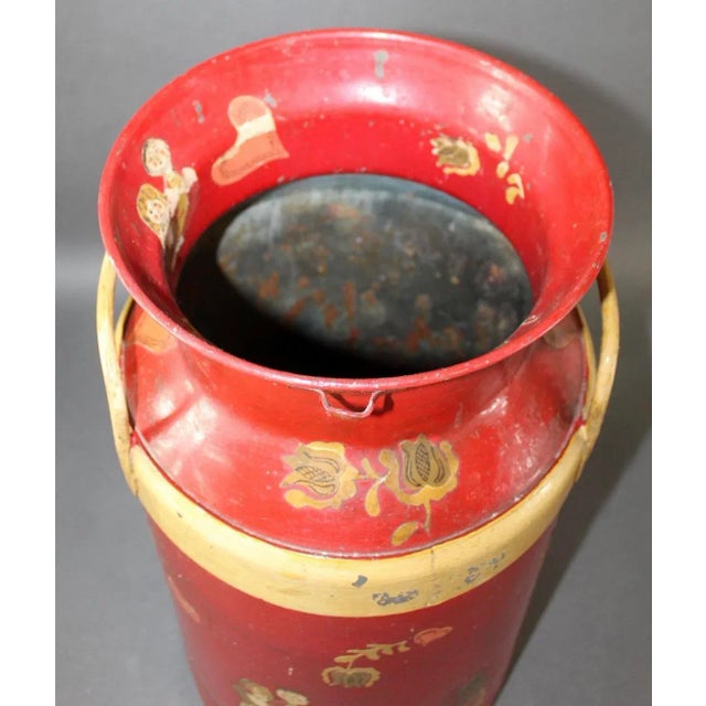 1920s Decoupage Folk Art Decorated Antique Dairy Farm Milk Jug For Sale In Atlanta - Image 6 of 10