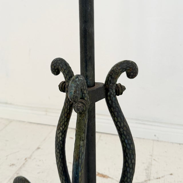 Beige Vintage Wrought Iron Floor Lamp in the style of Armand-Albert Rateau, 1940s For Sale - Image 8 of 13