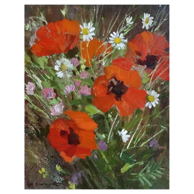 Alfejs Bromults, In the Middle of Summer, 1985, Oil on Cardboard For Sale