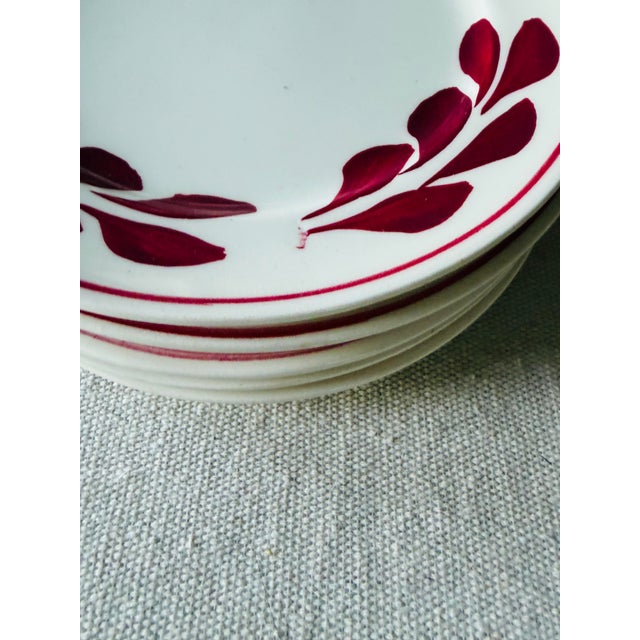 1940s Vintage Attributed to Blue Ridge Southern Potteries Red Leaf Dessert Plates Set of 6 For Sale - Image 5 of 10