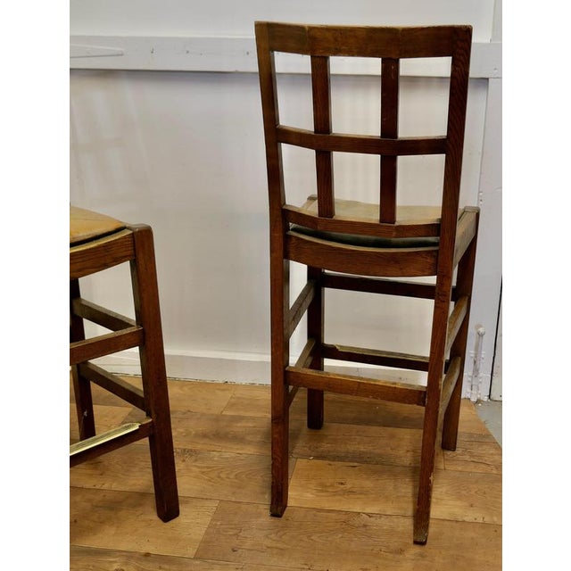Arts and Crafts High Bar Stools in Oak, 1950s, Set of 3 For Sale - Image 9 of 11