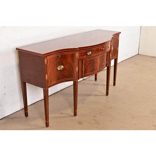 Kindel Furniture Kindel Furniture Federal Inlaid Flame Mahogany Bow Front Sideboard Credenza For Sale - Image 4 of 16