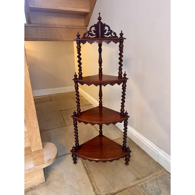 Antique Victorian Mahogany Corner Whatnot, 1880 For Sale - Image 3 of 7