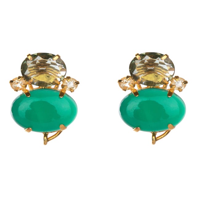 Agnes Studs, Green, Clip On For Sale