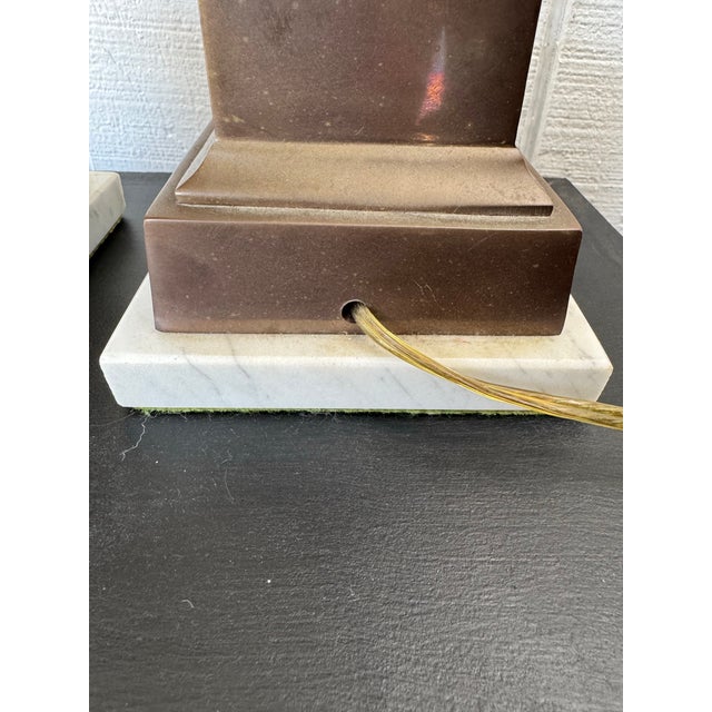 Pair of Vintage Bronze Brass Pine Cone Lamps Manner of Maison Charles For Sale - Image 9 of 12