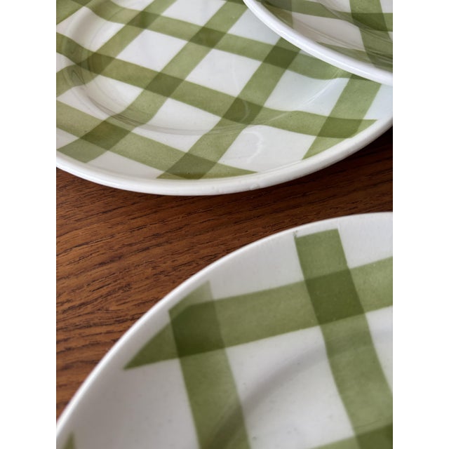 1970s Vintage French Green Earthenware Dessert Plates from Moulin des Loups, 1970s, Set of 6 For Sale - Image 5 of 8
