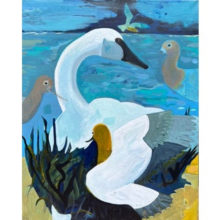“Nosey Neighbors” a Swan Painting by LWren Walraven For Sale