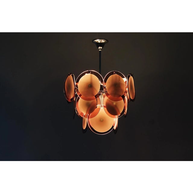 AVMazzega Chandelier with Murano Discs Glass from AV Mazzega, 1970s For Sale - Image 4 of 6