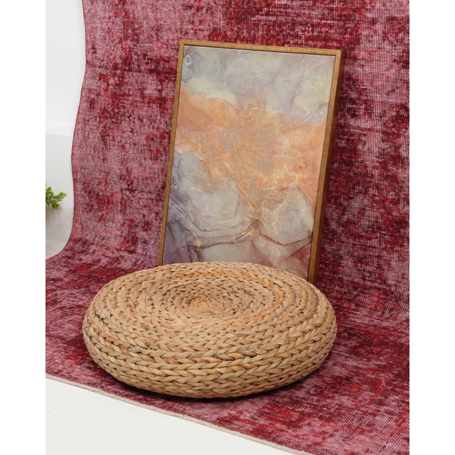 1970s Vintage Turkish Oushak Handmade Wool Cotton Red Area Rug For Sale - Image 11 of 11