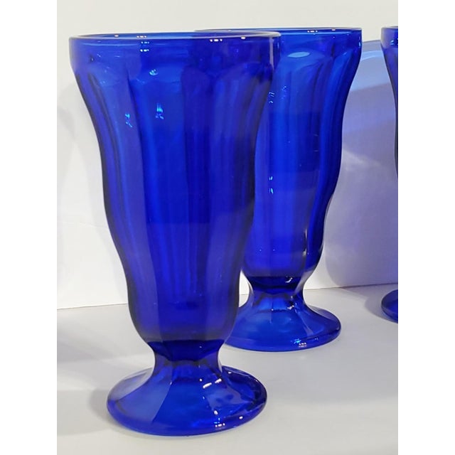 1970s Anchor Hocking Cobalt Blue Soda Fountain Glasses Ice Cream